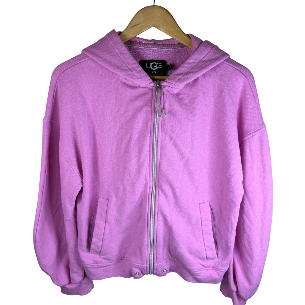 UGG Pink Cotton Blend Zip Up Hoodie Sweatshirt Women's XS RTW